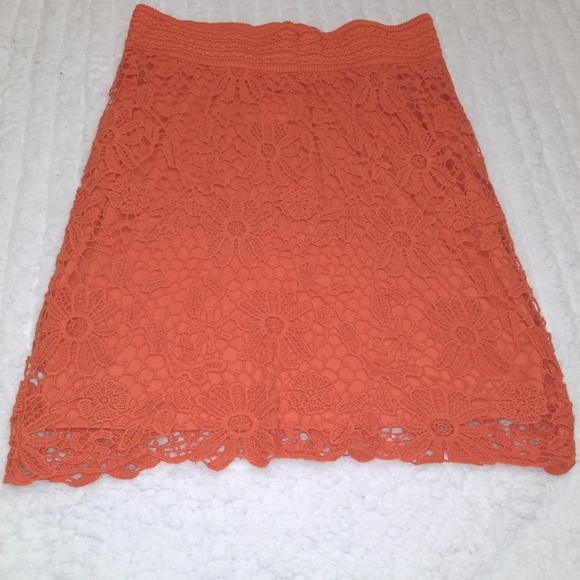 Orange lace midi skirt with lining - Picture 2 of 11